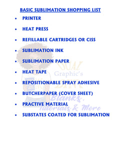 Sublimation Shopping List